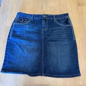 Earl Jean Denim Skirt Size 10 Studded Pocket Stretch Jean Skirt